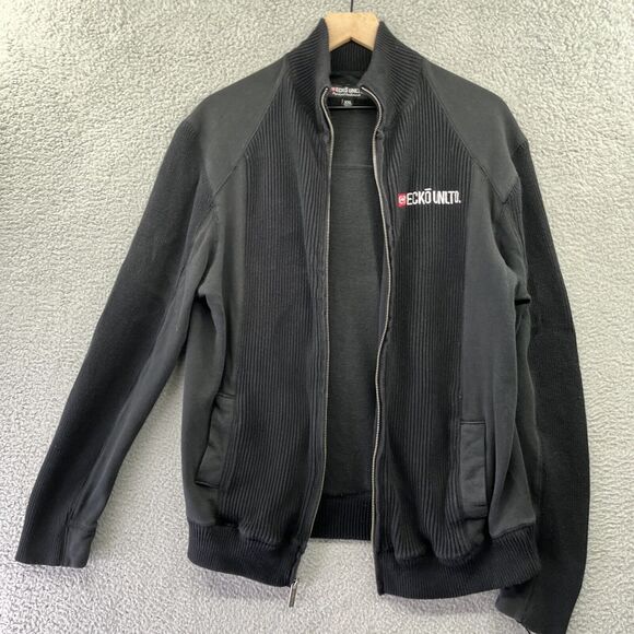 Vintage Ecko Unltd Jacket 2XL Zip Ribbed Mock Neck Black Biker Street XXL Y2K - Picture 8 of 15